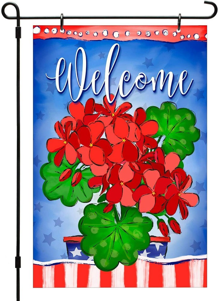 CounterArt Geranium Welcome Reversible Two Image Garden Flag Made In The USA