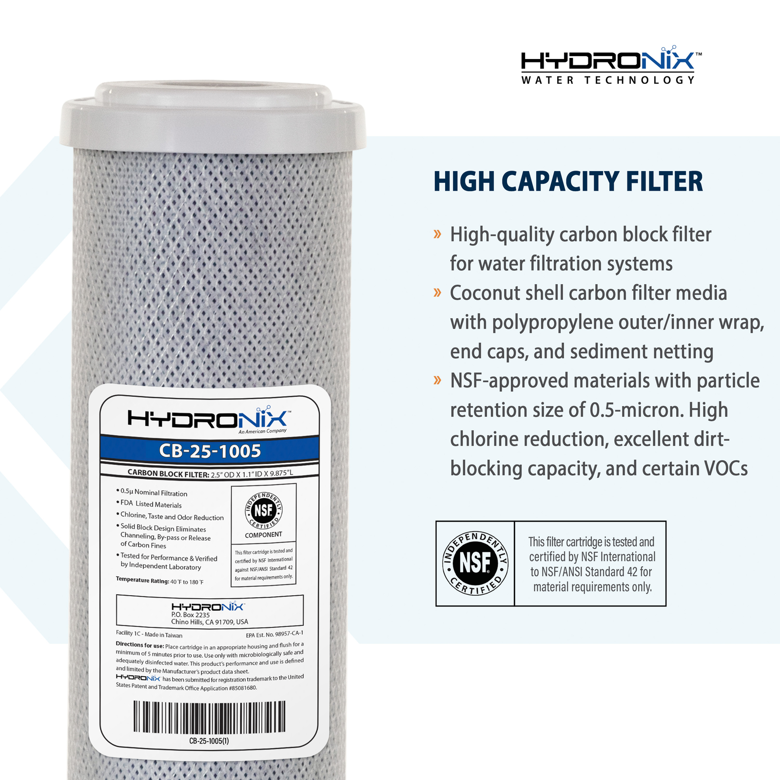 4 Pk Carbon Block Water Filter CTO Whole House RO DI Hydroponics 5 μm 10" x 2.5" gallery