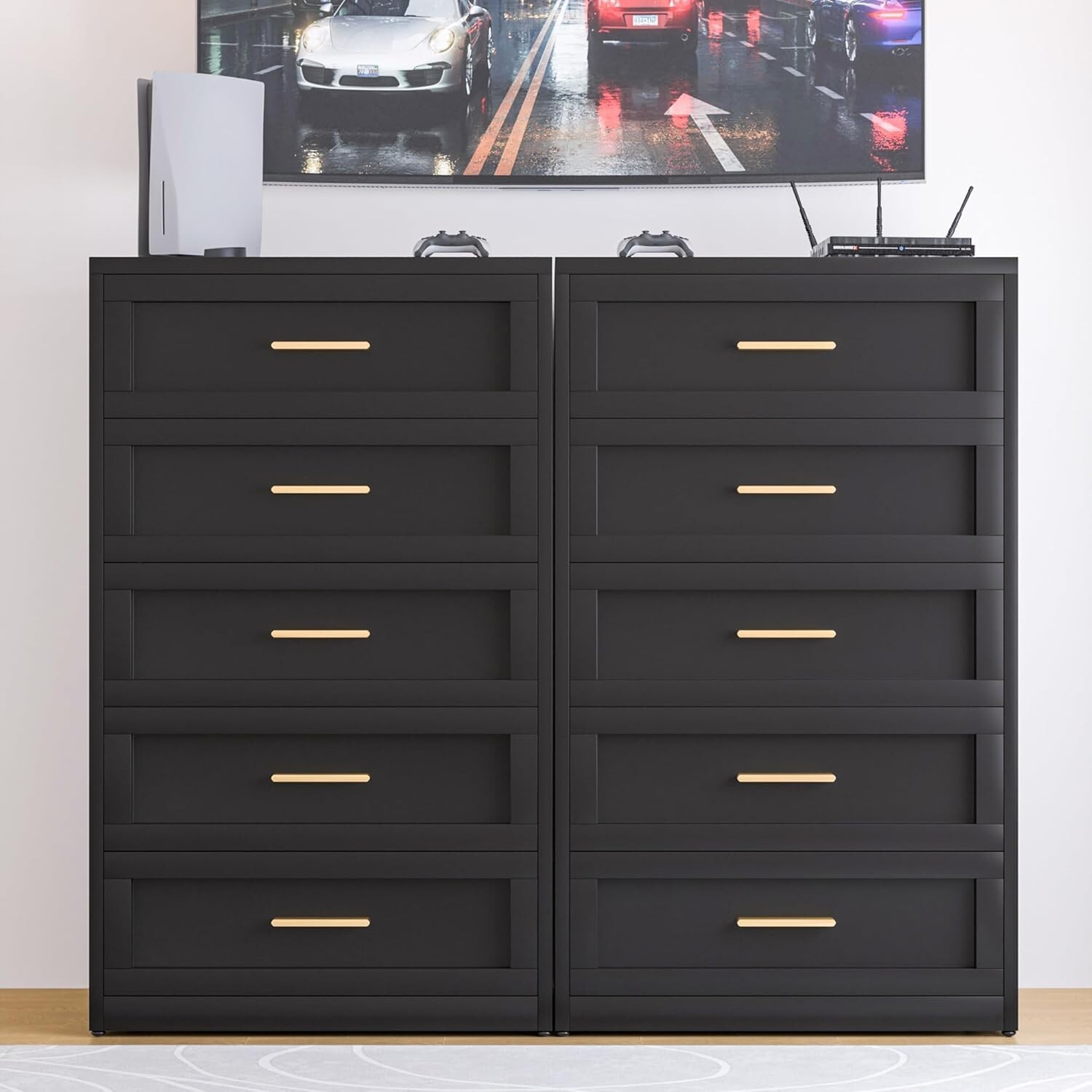 Elegro 47" Metal 5-Drawers Storage Cabinet Dresser Furniture For Bedroom,Home gallery