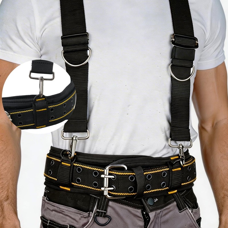 Padded Tool Belt D Ring Adjustable 44"-53" Waist Heavy Duty Work Metal Buckle gallery