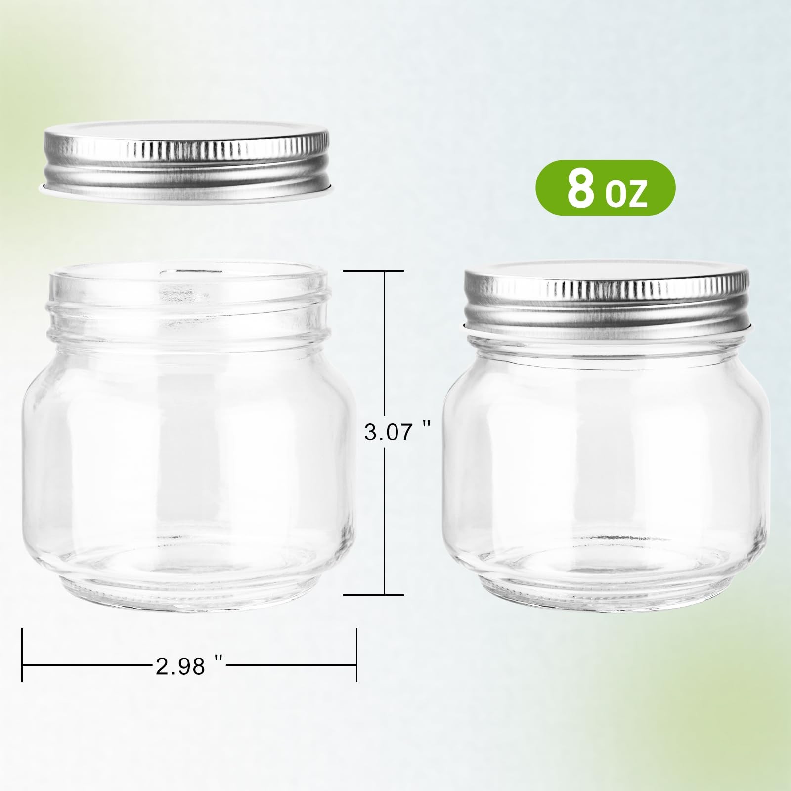 GUEQUITLEX Glass Mason Jars With Lids Genuine 8 Fluid Ounces, 8oz,8 pcs gallery