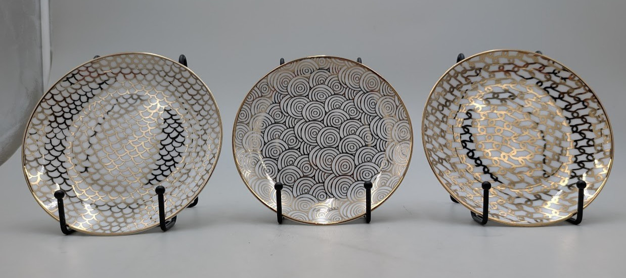 Mosaic Gold Plated Luncheon Plates Set of 6 Stackable Durable Porcelain 6in gallery