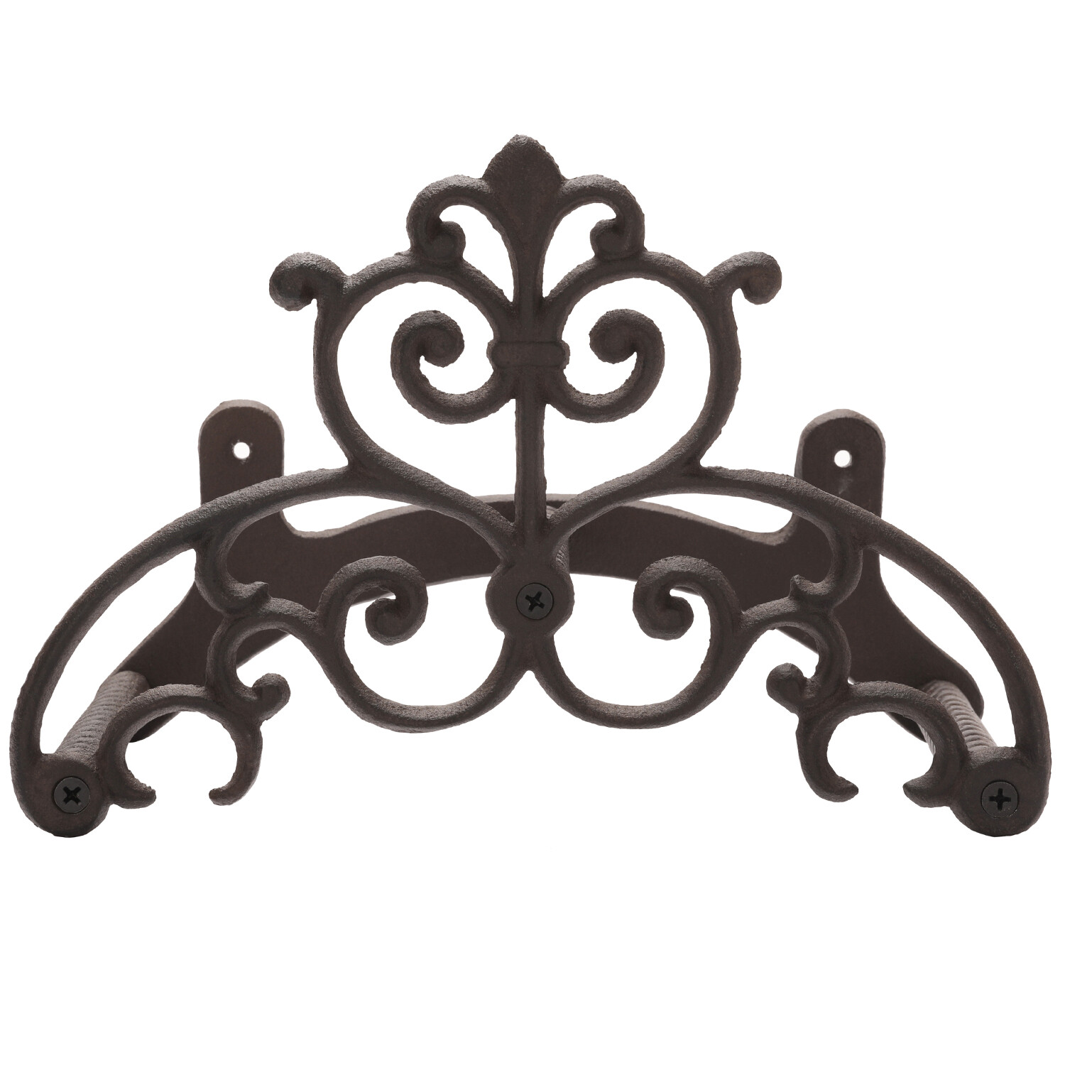 Wall Mounted Brown Cast Iron Scrollwork Garden Hose Holder Reel Storage Rack gallery
