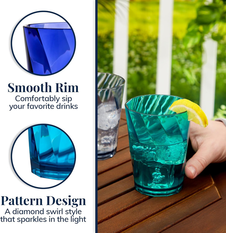 Optix Plastic Reusable Drinking Glasses (Set of 8) 14Oz Rocks Cups in Coastal Co gallery