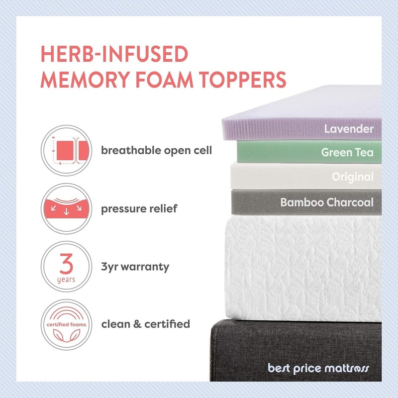 Ventilated 2-Inch Memory Foam Mattress Topper for Twin - CertiPUR Certified gallery