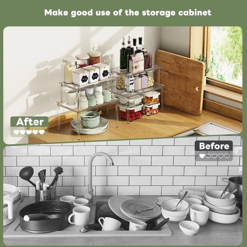 1x (house essentials 2 pack transparent acrylic shelf, spice rack as ges1405 gallery