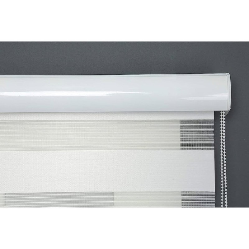 74x72 Zebra Shades Dual Layer Roller Blinds Light Filtering Privacy White gallery