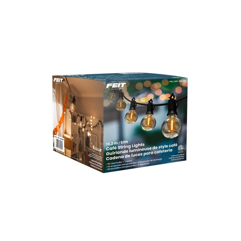 New Feit Electric 50' LED Cafe String Light, SL50-50/G12/FIL/RP 50 Bulbs 1806288 gallery