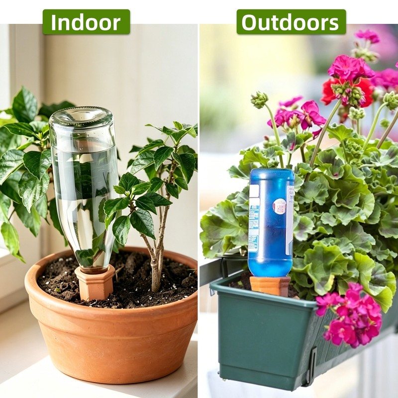 Red Ceramic Automatic Plant Waterer,Self-Watering Spike for Vacation&Lazy Garden gallery