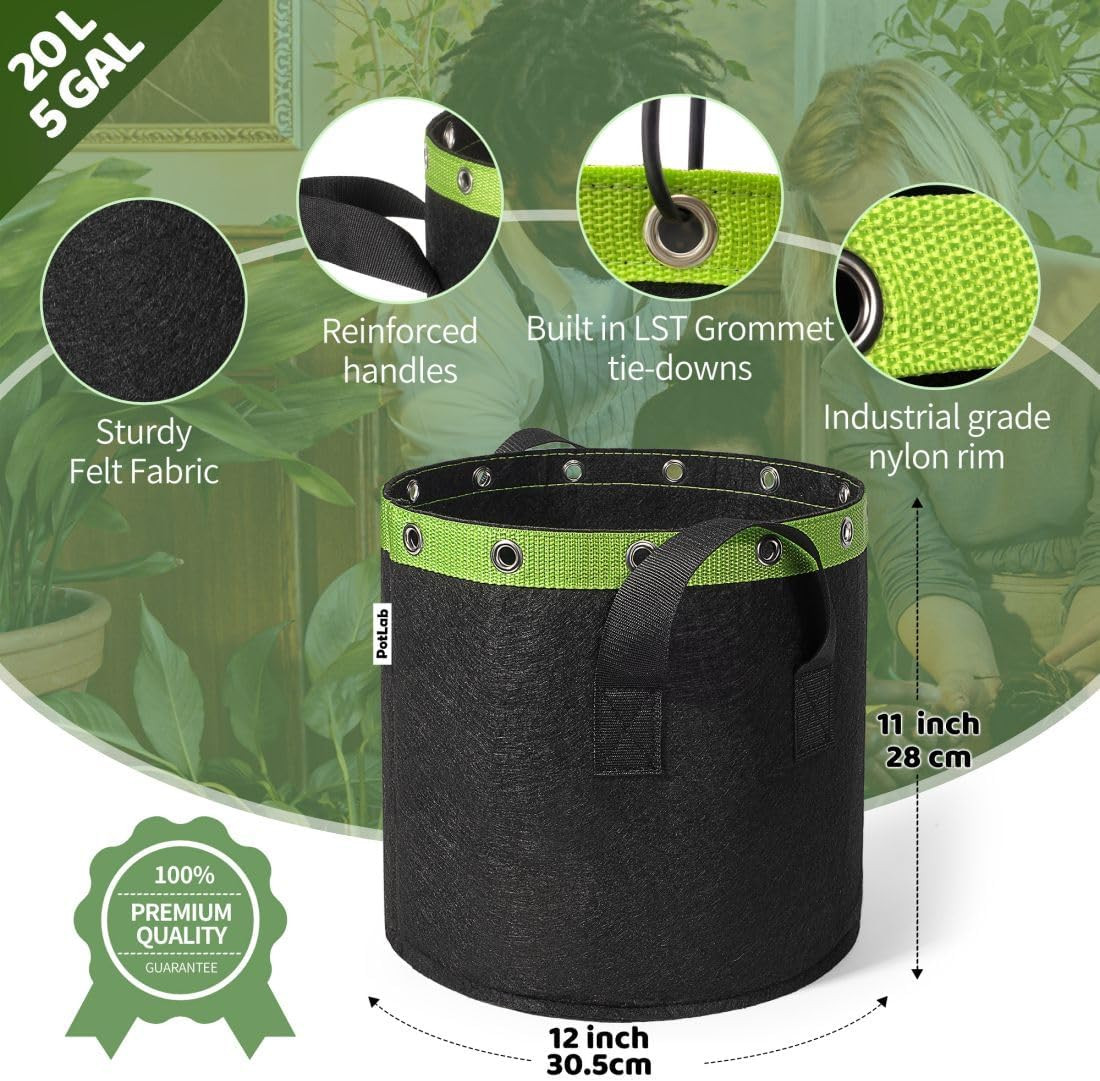 5PCS 5 Gallon Low Stress Training Fabric Grow Bags Heavy-Duty Planter Pots gallery