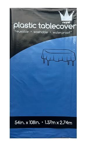 ROYAL7 3 Pack Rectangle Disposable Plastic Rectangle, 54in. X108in. Blue gallery