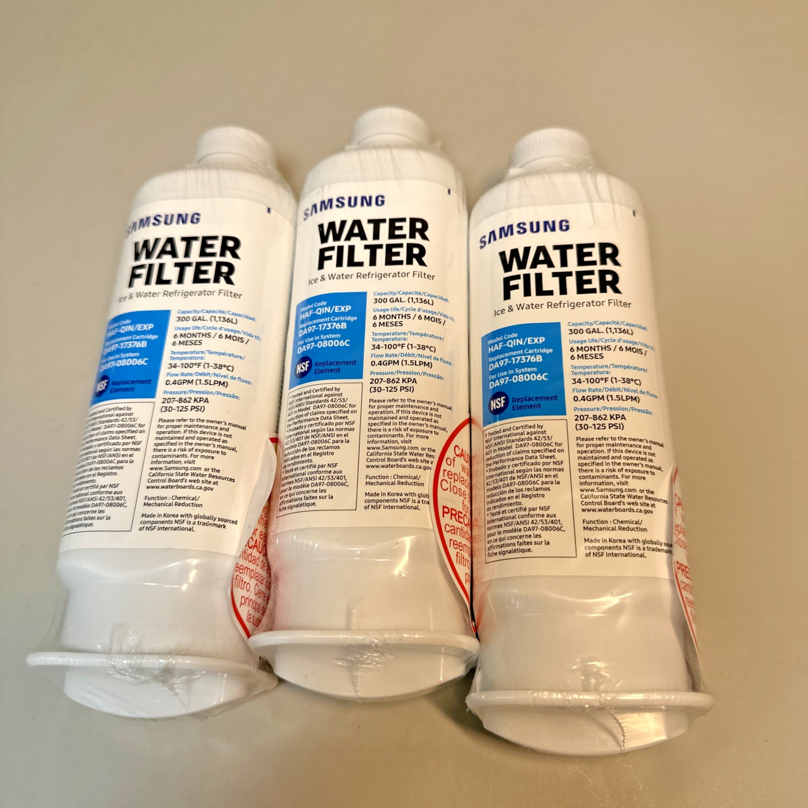 Samsung DA97-17376B HAF-QIN/EXP Refrigerator Water Filter 6 mos/300 gal 3 PACK gallery