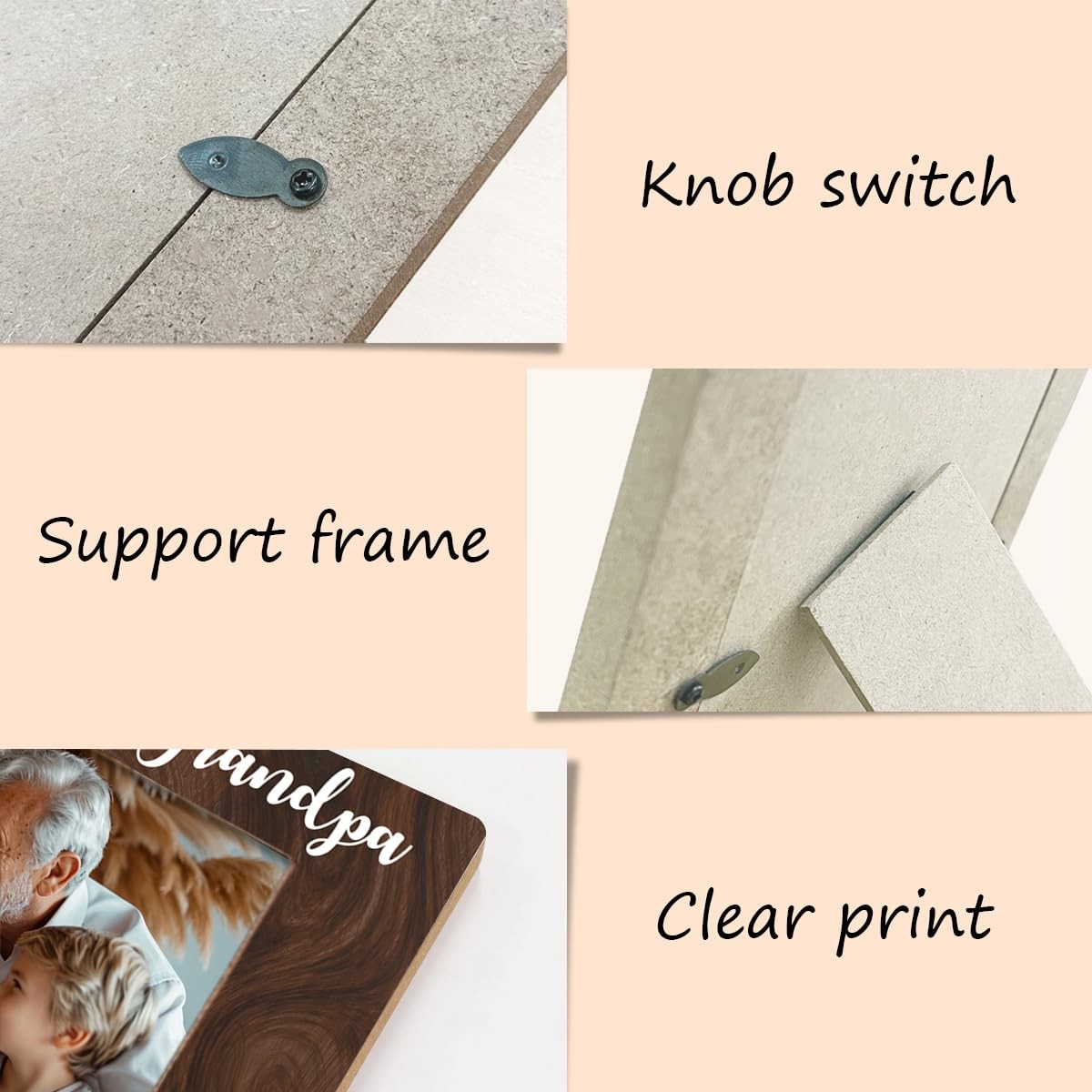 Grandparents Picture Frame Rustic Nature Wood Texture Holds 4x6 Inch Photo gallery