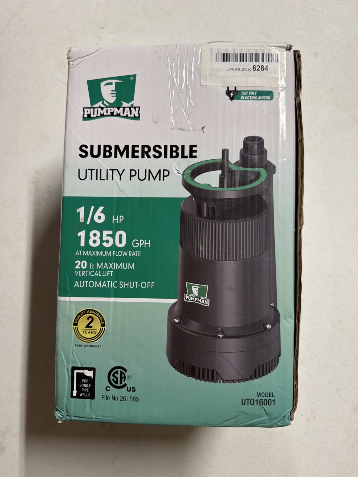 PUMPMAN 1/6HP Utility Pump 1850 GPH Submersible gallery
