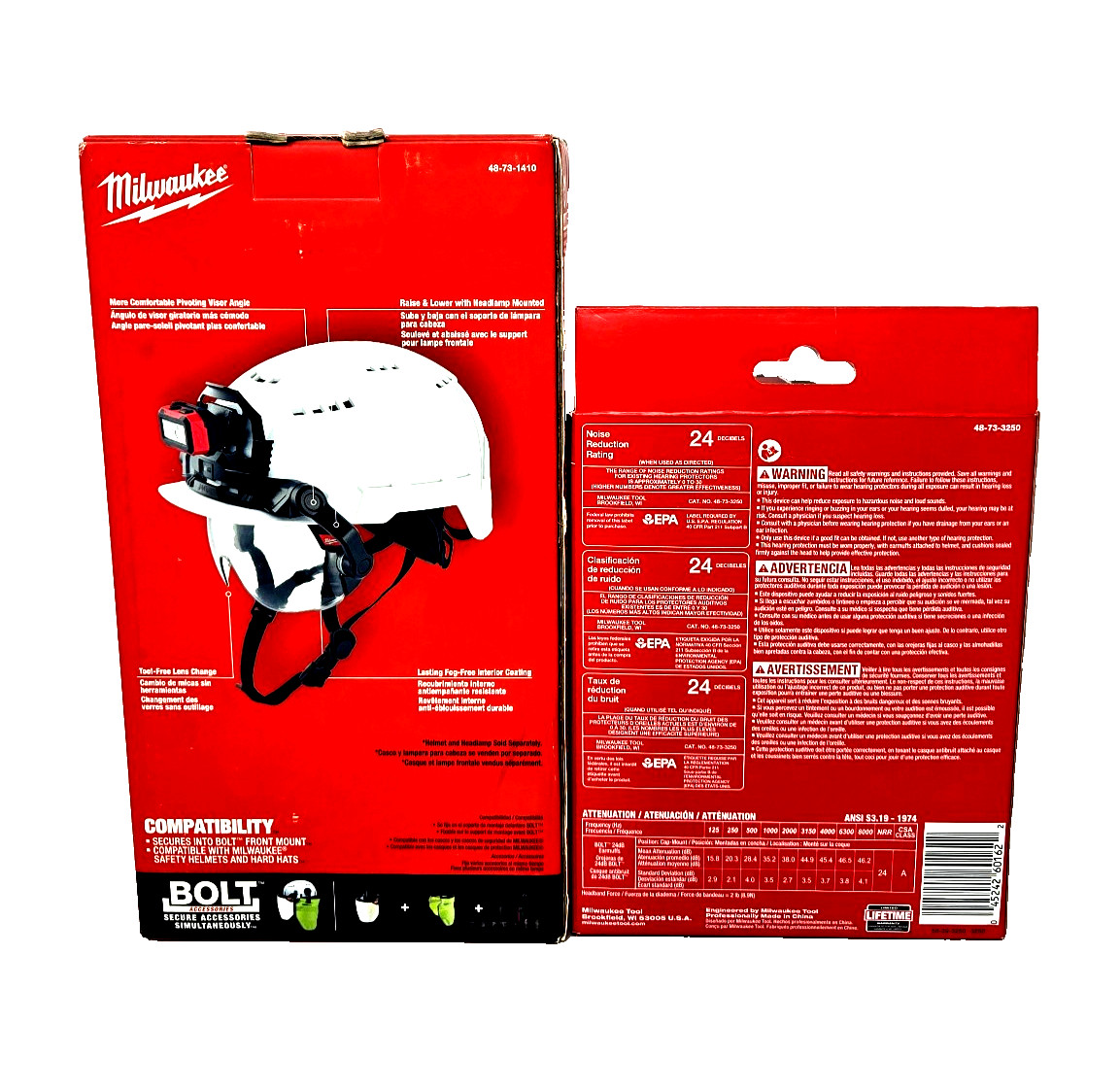 Milwaukee BOLT Clear Dual Coat Lens Eye Visor and Bolt 24dB Earmuffs Combo New! gallery