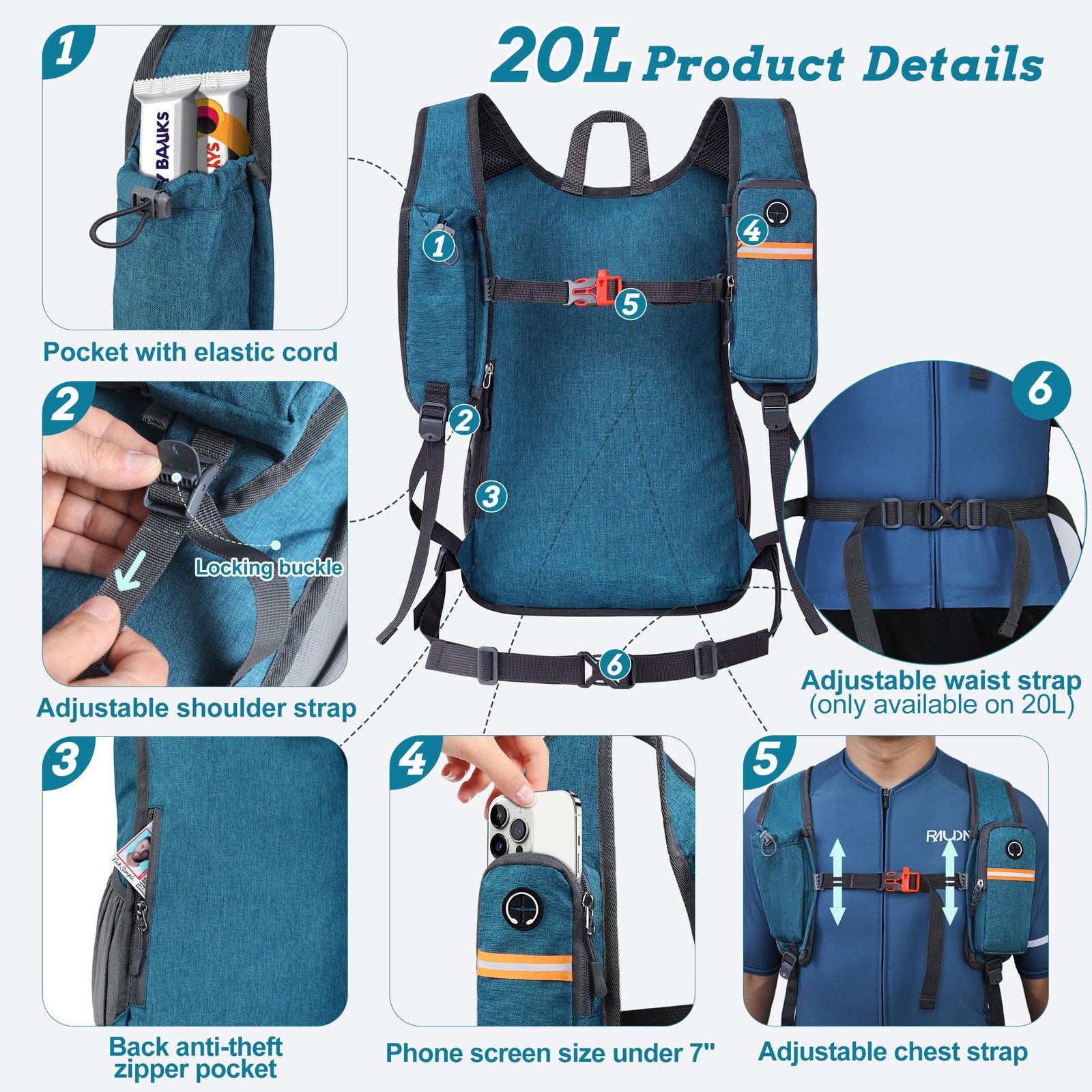 20L Small Hiking Backpack for Men Women Foldable Packable Back Pack Ultraligh... 2