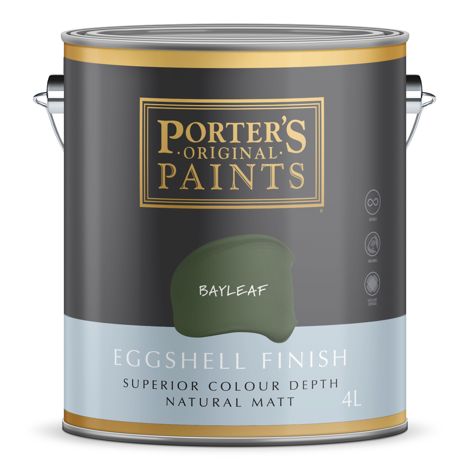 Porter's 4L Bayleaf Eggshell Finish Broadwall Washable Paint - 4L gallery