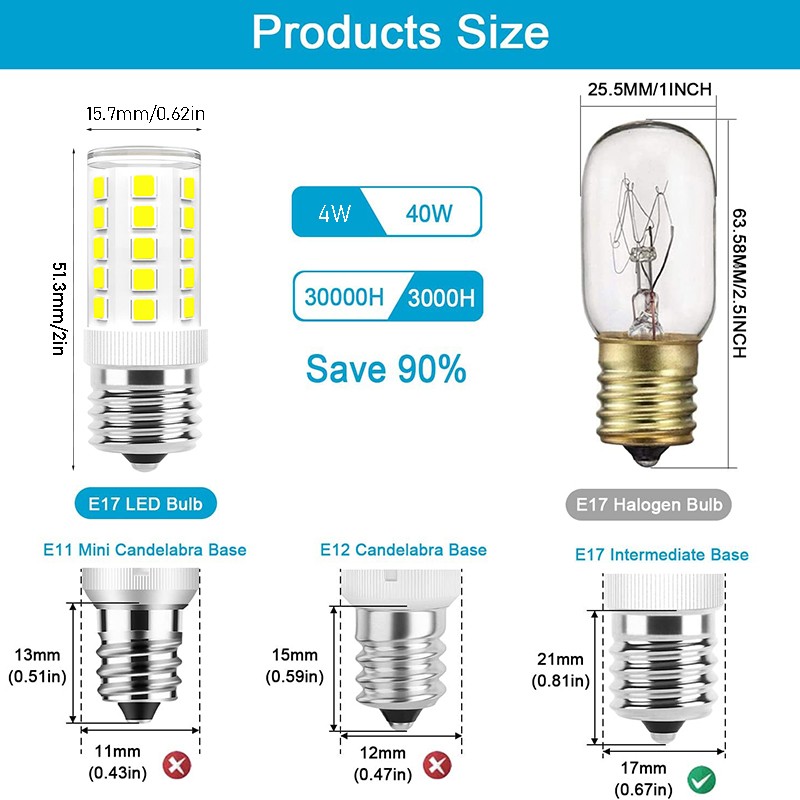 LED E17 Bulb Microwave Oven Light Dimmable 4W Natural White 6000K Light Quality gallery