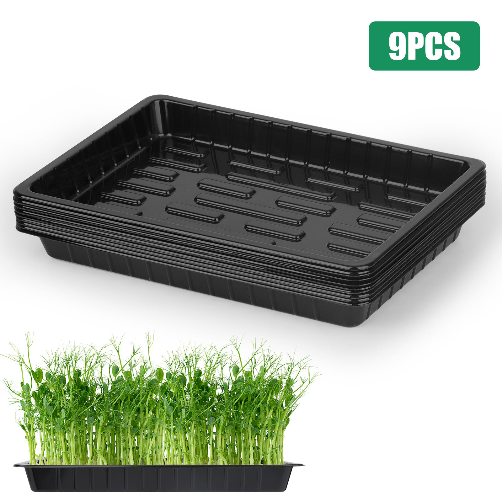 10 x 7'' Seed Starting Trays, Seed Growing Trays Black No Holes 10pcs gallery