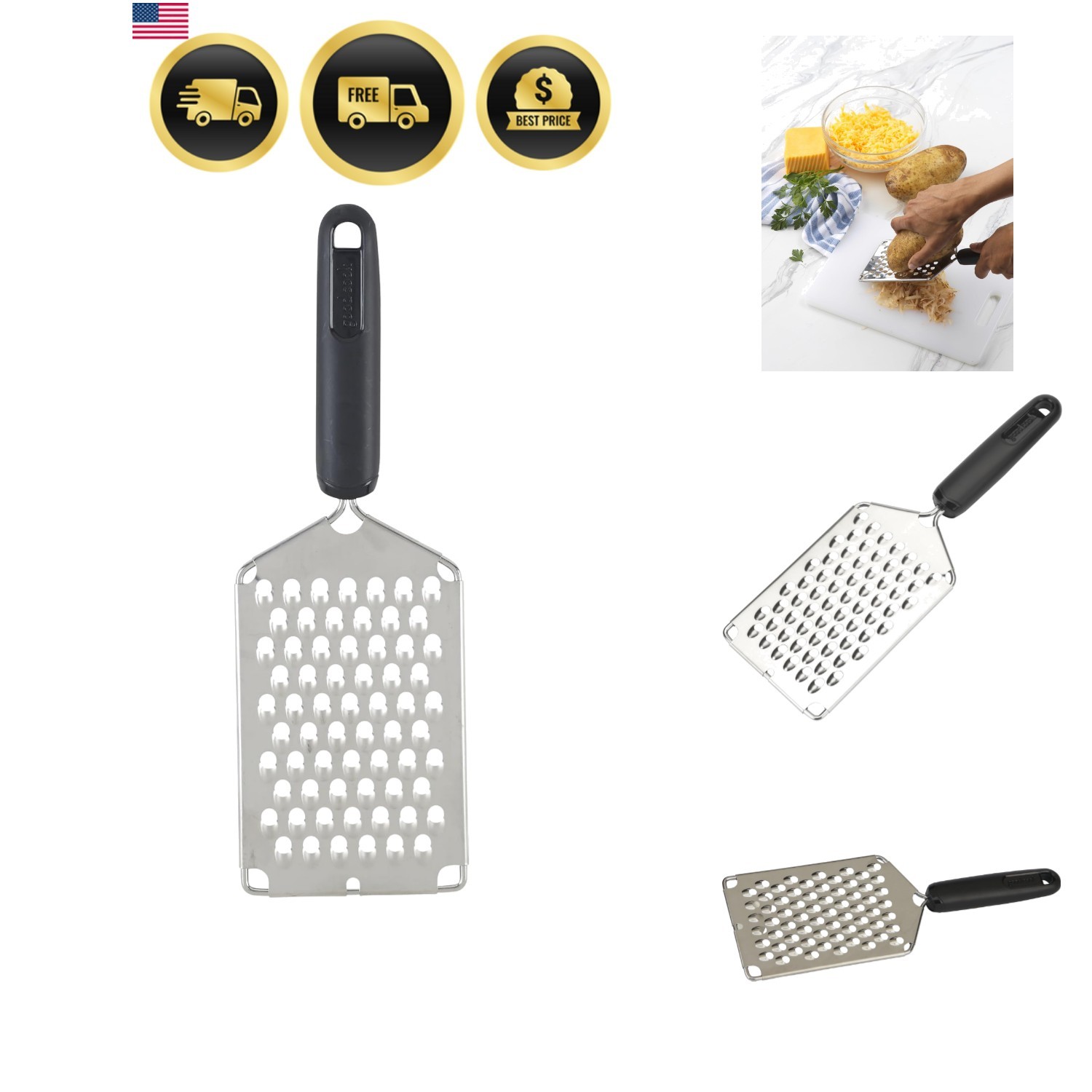 Grater Stainless Steel Cheese Potatoes Vegetables Handheld Kitchen Tool gallery