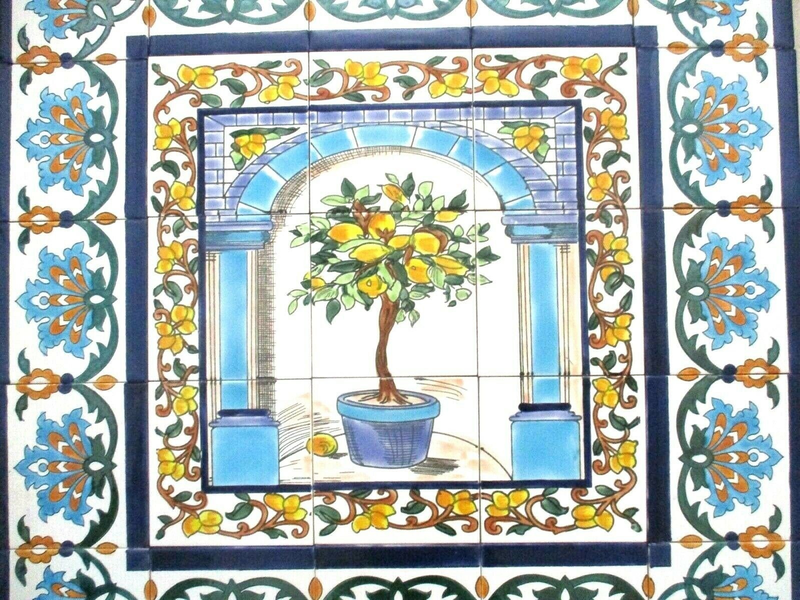 30" x 30" (75 cm x 75 cm) Hand painted Ceramic tile Mosaic mural Backsplash gallery