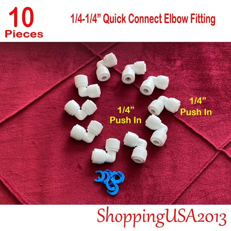 10 Pcs 1/4"-1/4" Quick Connect Connector Fittings Push In RO Water Filter System gallery