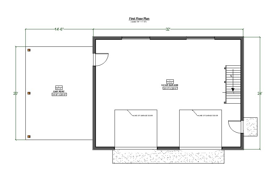 Traditional 2-car Detached Garage Plan with Attic and Carport gallery