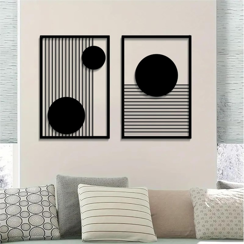 Versatile 2-Piece Black Metal Wall Art - Easy to Hang for Indoor & Outdoor gallery