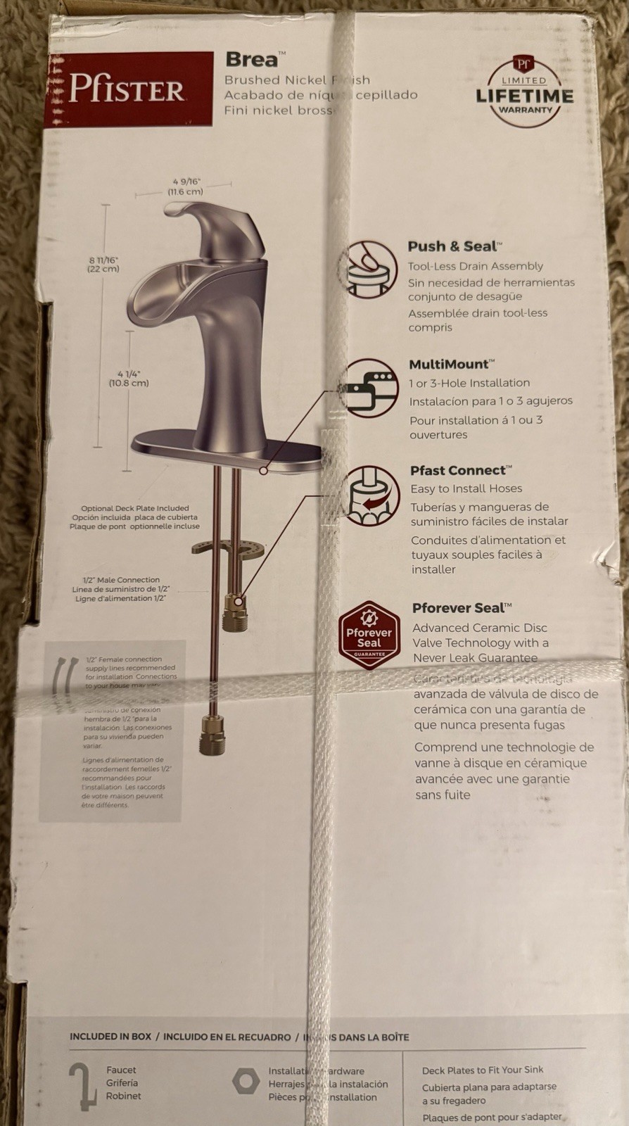 NEW Pfister Brea 4" Single-Handle Waterfall Bathroom Faucet in Brushed Nickel gallery