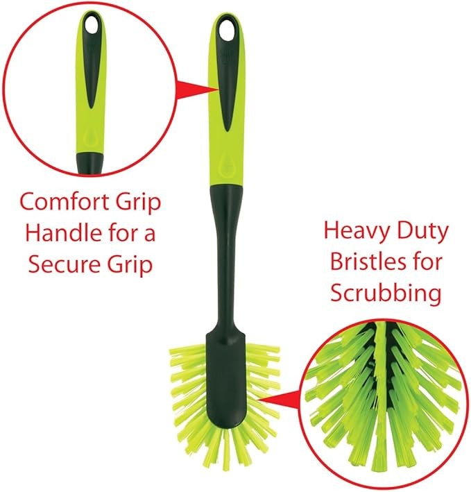 5Pcs Scrub Brush Set Long Handle Cleaning Brushes with Bristles and Comfort Grip gallery