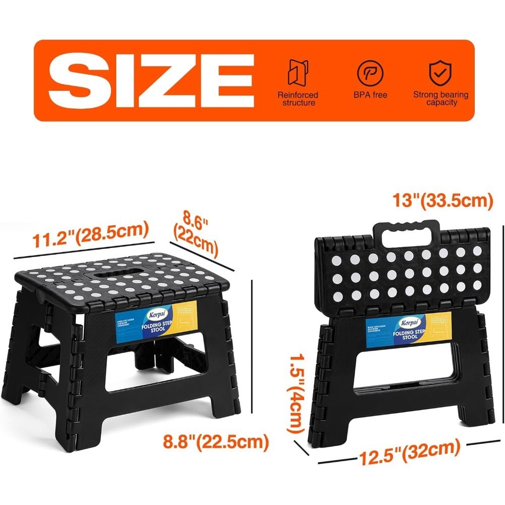 9" Folding Step Stool for Adults,,Non-Slip Folding Stools with Portable gallery