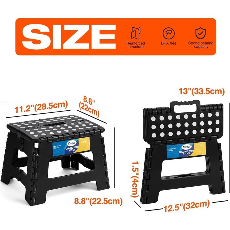 9" Folding Step Stool for Adults,,Non-Slip Folding Stools with Portable gallery