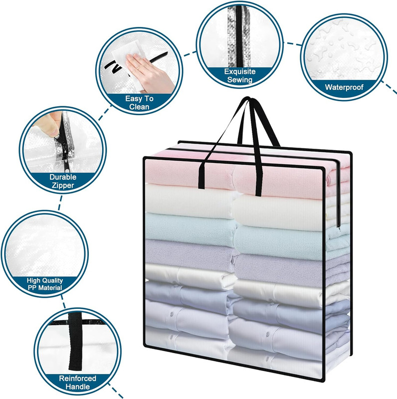 95L Under Bed Storage Bag, 2-Pack Clothes Storage Bags with Zippers and gallery