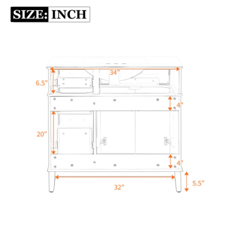 Solid Wood Frame 36 inches Bathroom Vanity Combo Bathroom Vanity Set in Green gallery