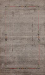 Bordered Gray Traditional Gabbeh Rug Hand-knotted Wool Rug 5×8 ft.