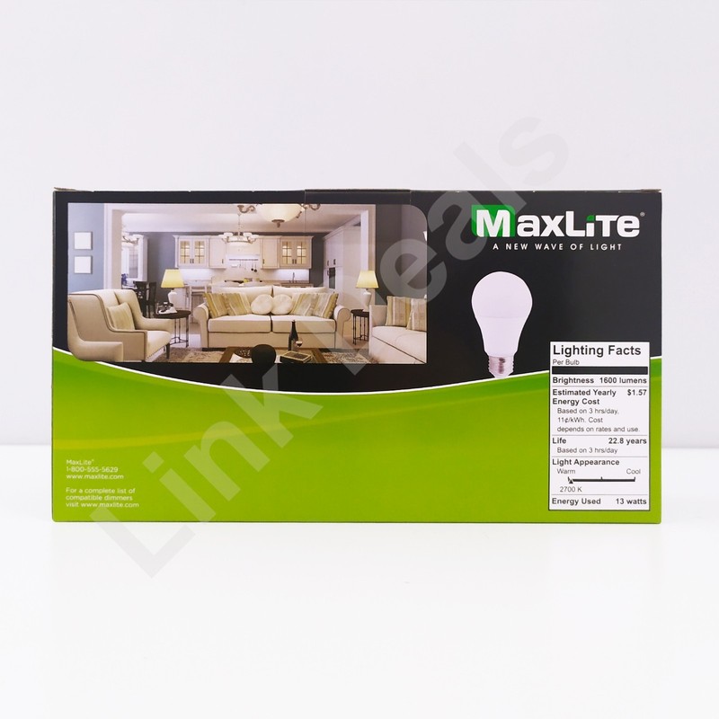 Maxlite 100W Equivalent 13W LED Light Bulb Soft White 2700K A19 Dimmable gallery