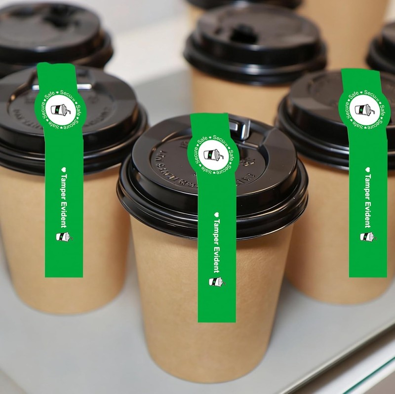 Tamper Evident Seals Stickers for Drink Lids 1.25" x 9" Food Delivery gallery