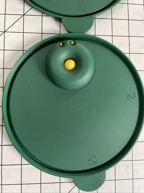 2 Tupperware 2649A Replacement Lids Only Dark Green Rock n Serve Vented 7” gallery