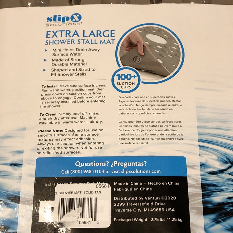 SlipX Solutions Solid Tan Extra Large Shower Stall Mat 27" x 27” New gallery