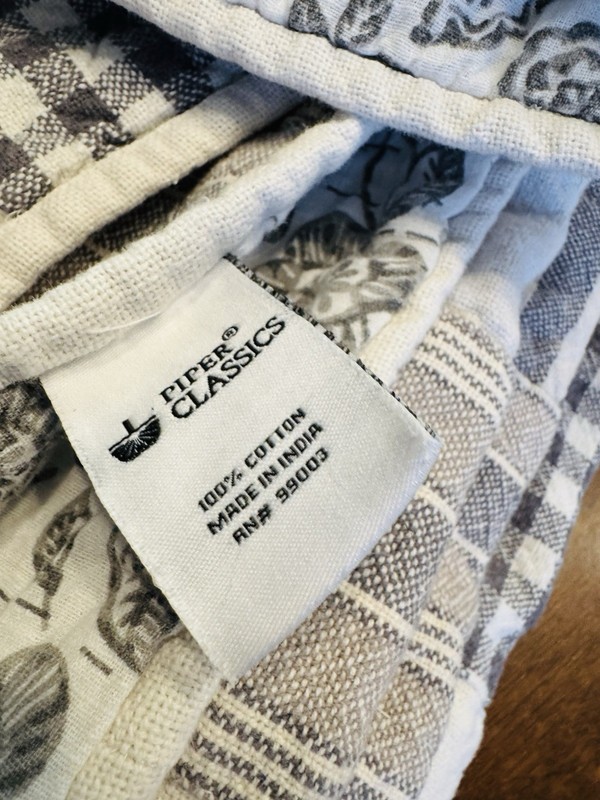 Piper Classics Gray White Patchwork ALL COTTON Throw 56" x 48" Farmhouse HTF gallery