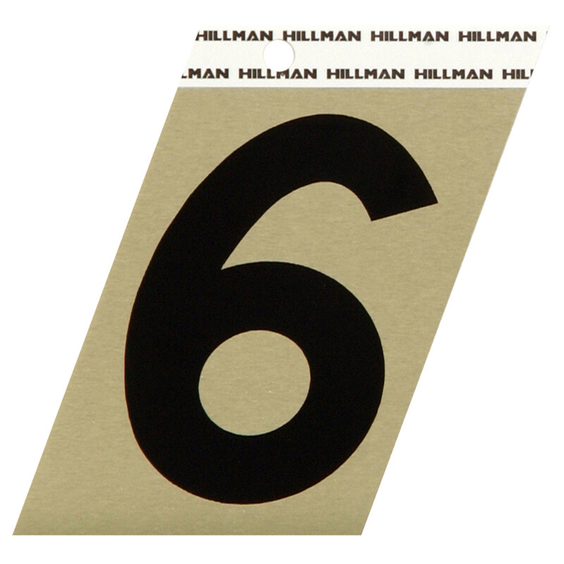 Hillman 3 in. Reflective Black Vinyl Self-Adhesive Number 6 1 pc gallery