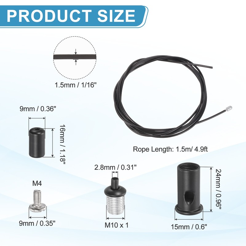 4Set 4.9ft Ceiling Hanging Wire Cable Kit with Slotted Mount Screw Kit, Black gallery