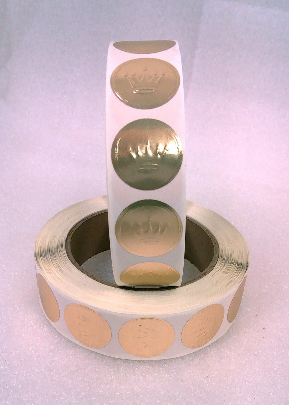1 Roll Hallmark Embossed Gold Foil Seals 1" Diameter Gold Crown Stickers 1000 ct gallery