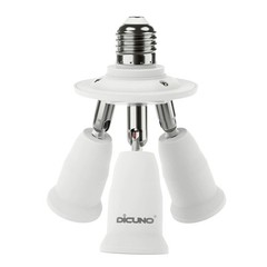 Dicuno 3 in 1 E26 Light Socket Splitter Adapter, Standard Base LED Bulb Converte