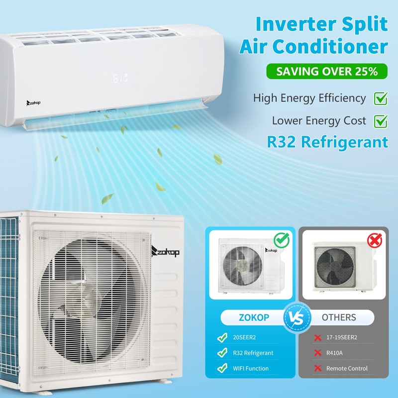 28000 BTU Tri 3 Zone Ductless Mini Split Heat Pump Air Conditioner 9K+9K+18K BTU gallery