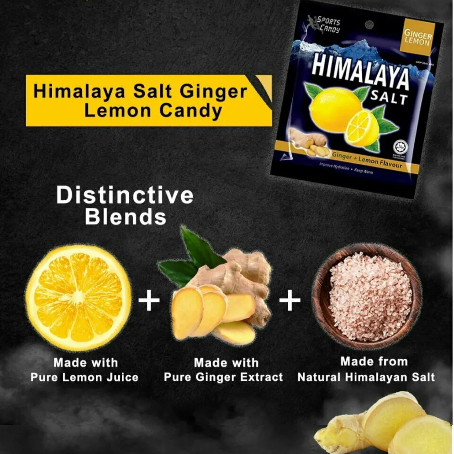 Himalaya Salt Sport Candy Ginger Lemon Improve Hydration Keep Warm x20 Packs gallery