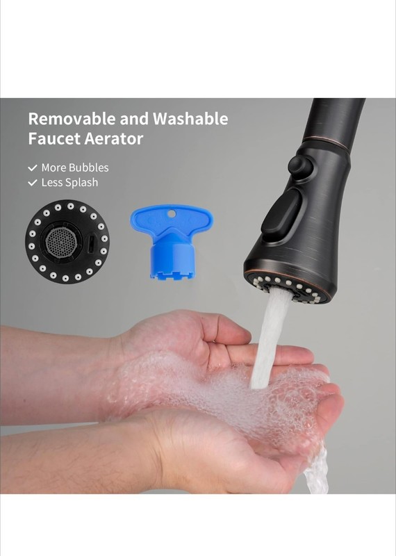 Hibbent Pull Down Spray Head, NSF/ANSI/CAN 61 & CUPC Certified 3-Function Spray gallery