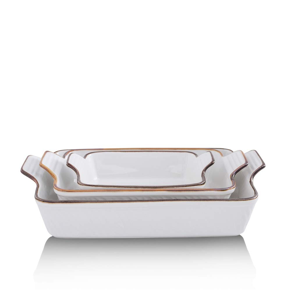 KOOV Bakeware Set, Ceramic Baking Dish 13"L x 9"W x 2.7"H, Pure White