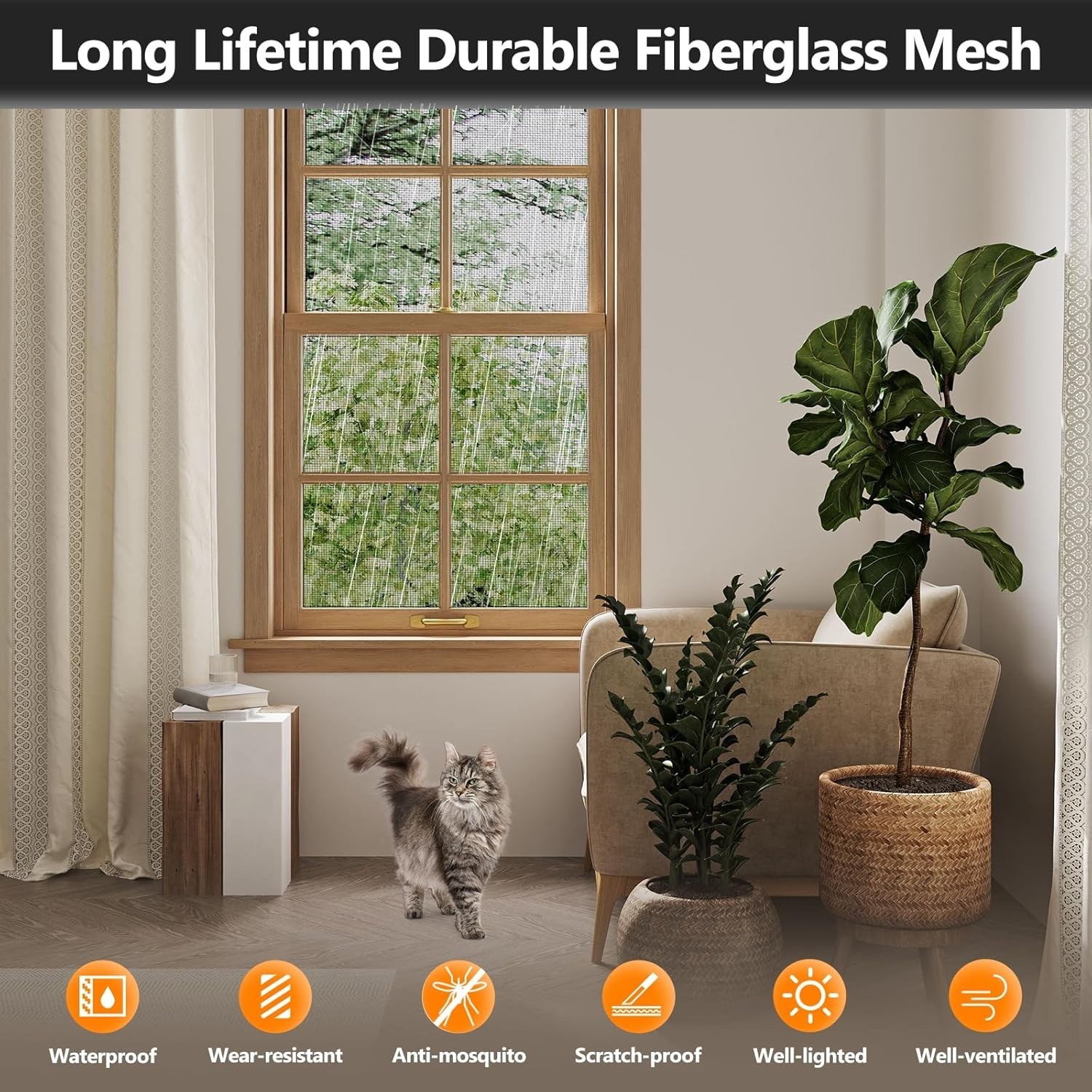 Window Screen Repair Kit 39x78 Fiberglass Mesh Roll for Door Window Black gallery