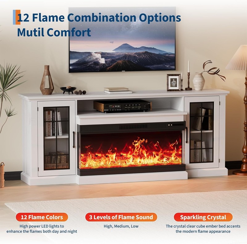 75" Fireplace TV Stand with LED Light TVs up to 85 in Entertainment Center gallery